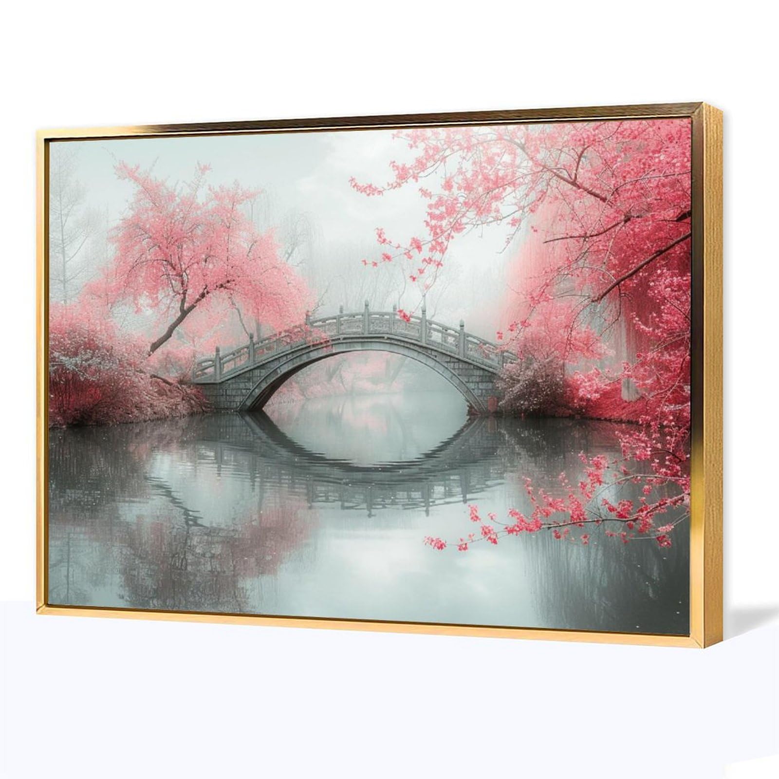 新品 ガラス壁掛け アートパネル ポスター アートフレーム 自然風景 橋
