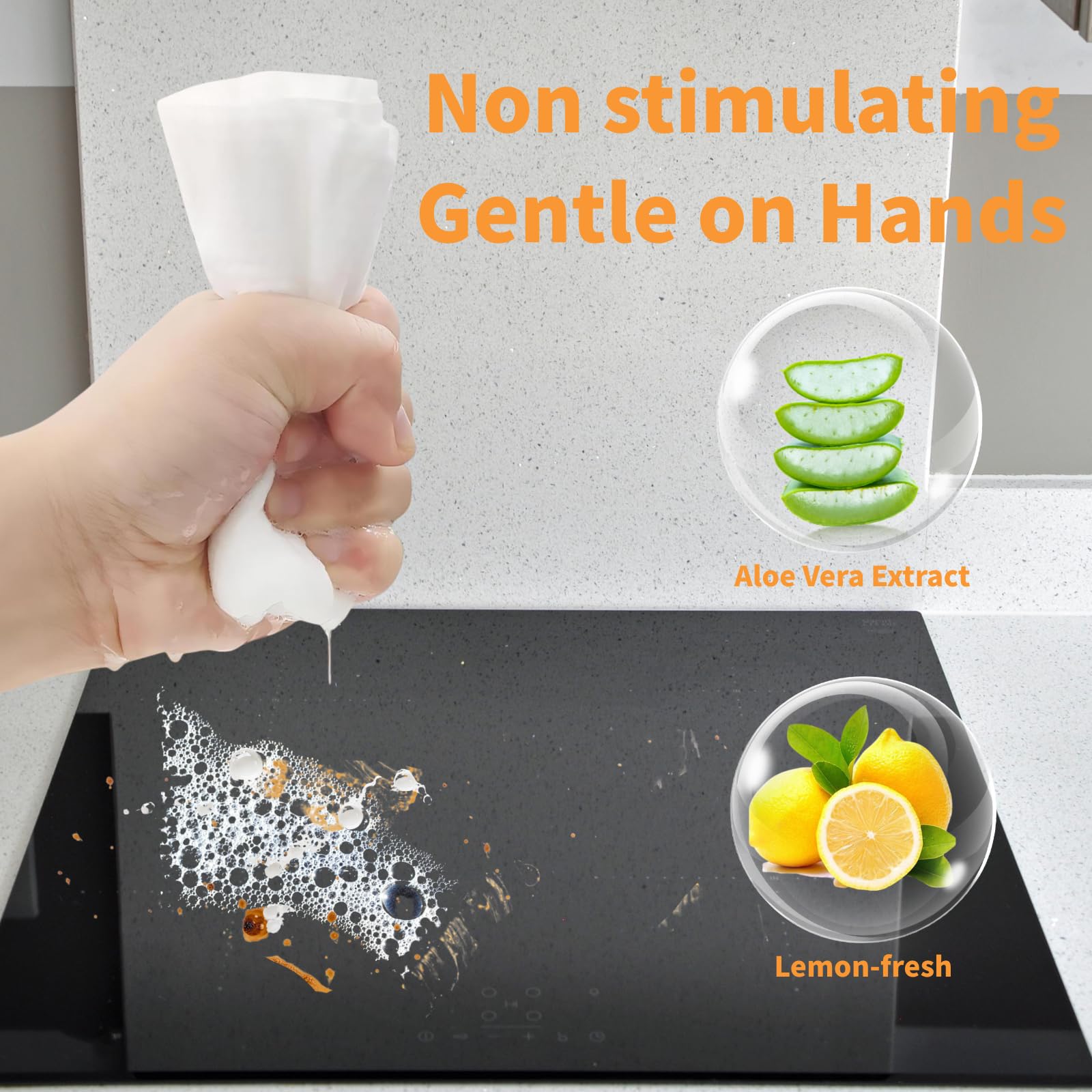 VIETDAI Toallitas Limpieza Cocina, 160 Unidades Toallita Para Placa De InduccióN Grande Y Grueso, Toallitashúmedas Desengrasantes Cocina Aplicable A Limpiar Estufas, Horno, Campana Extractora