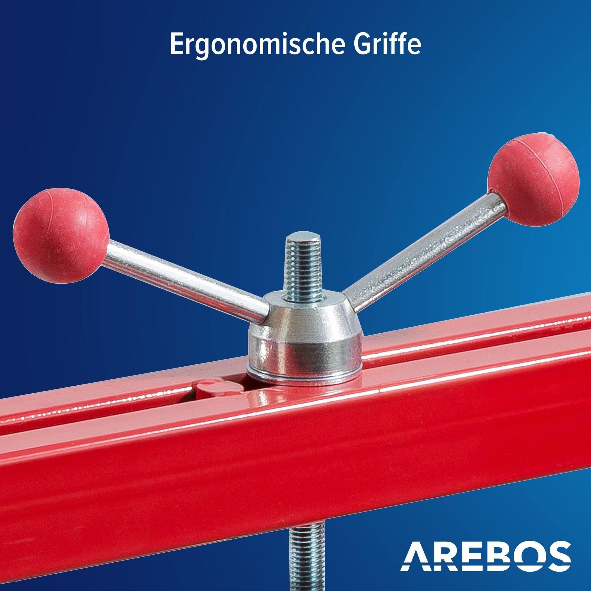 Arebos Motorbrücke 500kg [730-1480mm] Kotflügeltraverse Motorheber Motorhalter Motor Traverse | Lackierter Stahl | Rot