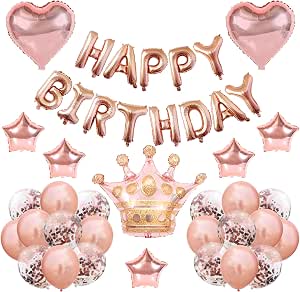 Birthday Decoration Kit – Happy Birthday Banner, 18" Silver Love & Star Balloons, 12" Purple Balloons, Fringed Curtains, Ribbon - View #4