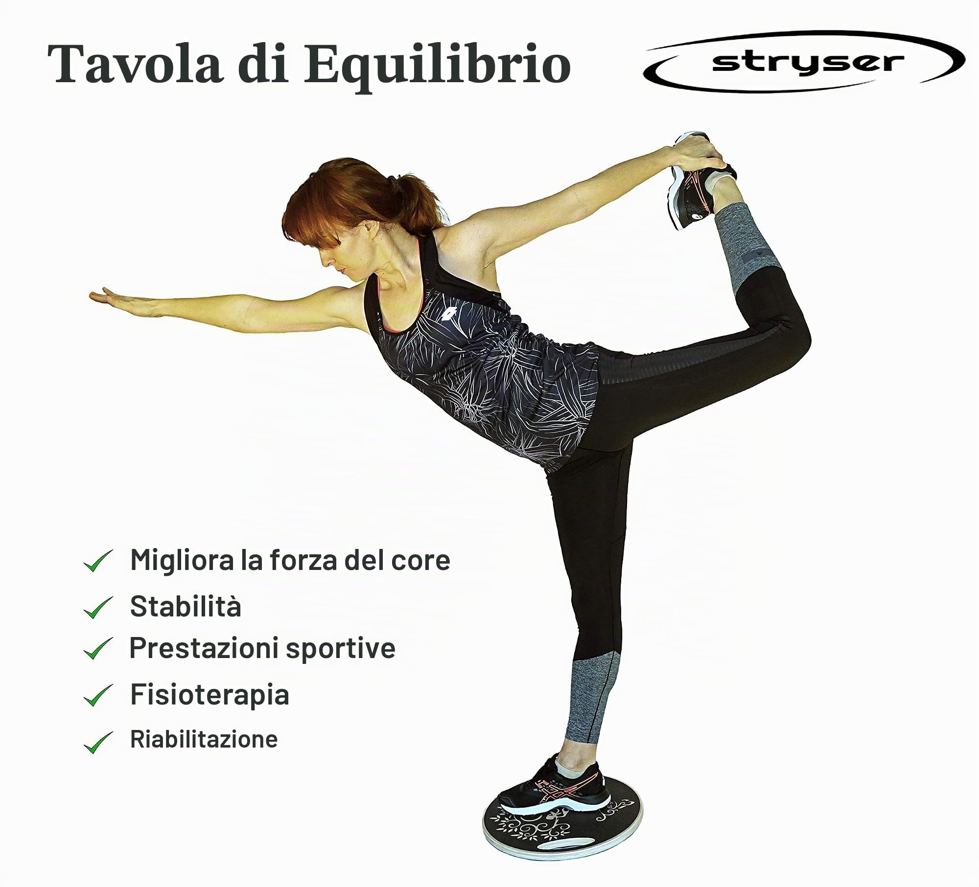 Tavola Pedana propriocettiva di Equilibrio di Legno, Balance Board Fitness Esercizio Coordinamento Diametro 39,5 cm