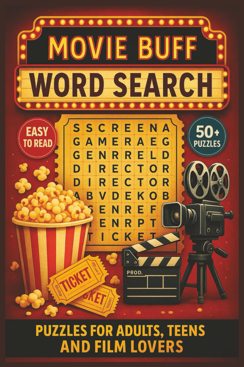 Movie Buff Word Search: Test Your Film Knowledge with Puzzles Featuring Famous Directors, Blockbuster Hits, Cult Classics, Quotes, Actors, and Movie Genres