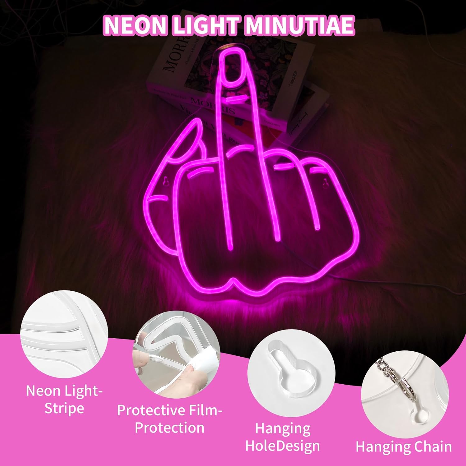 Finger Neon Sign Led Light Up Signs for Wall Decor Usb Powered Neon Light Signs Indoor Light for Room Decor Holiday Gift - Image 4