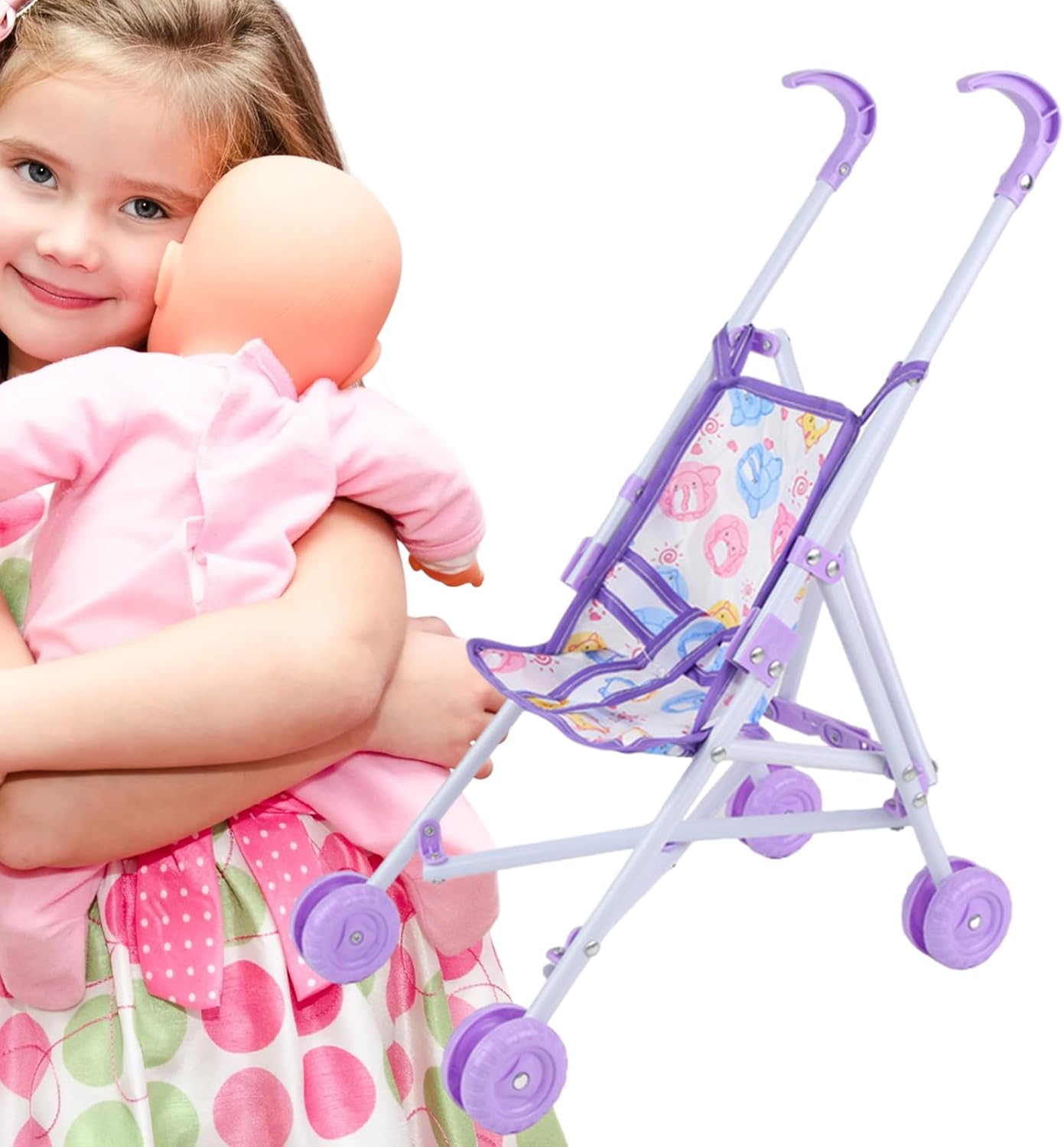 Baby Stroller Toy Girl, Realistic Strollers for Role Playing in Fants, Simple Dolls, Accessories, Role Play Toy Ideal for Toddlers