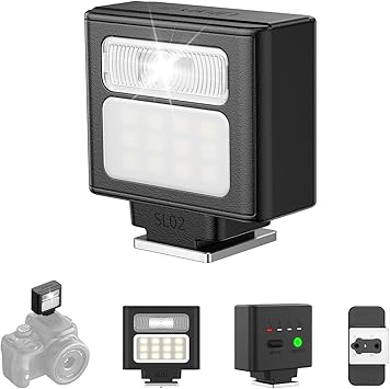 ULANZI SL02 Mini Flash Speedlite Video Light GN8 6500K Hot Shoe Mount Portable Camera Flash Speedlight 4 Power Levels for Canon Fuji Sony Nikon DSLR Portrait Photography Night Fill Light Rechargeable