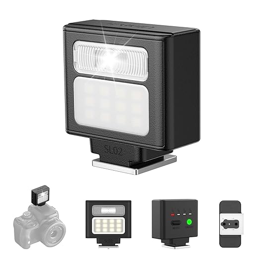 ULANZI SL02 Mini Flash Speedlite Video Light GN8 6500K Hot Shoe Mount Portable Camera Flash Speedlight 4 Power Levels for Canon Fuji Sony Nikon DSLR Portrait Photography Night Fill Light Rechargeable