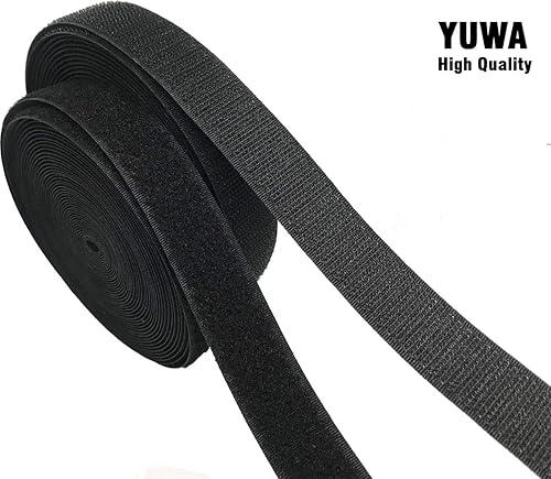 Miniatura 3 de Yuwa Cinta mágica de velcro negra de 1 pulgada para coser, nailon para manualidades, no adhesiva (9 yardas) (negro)
