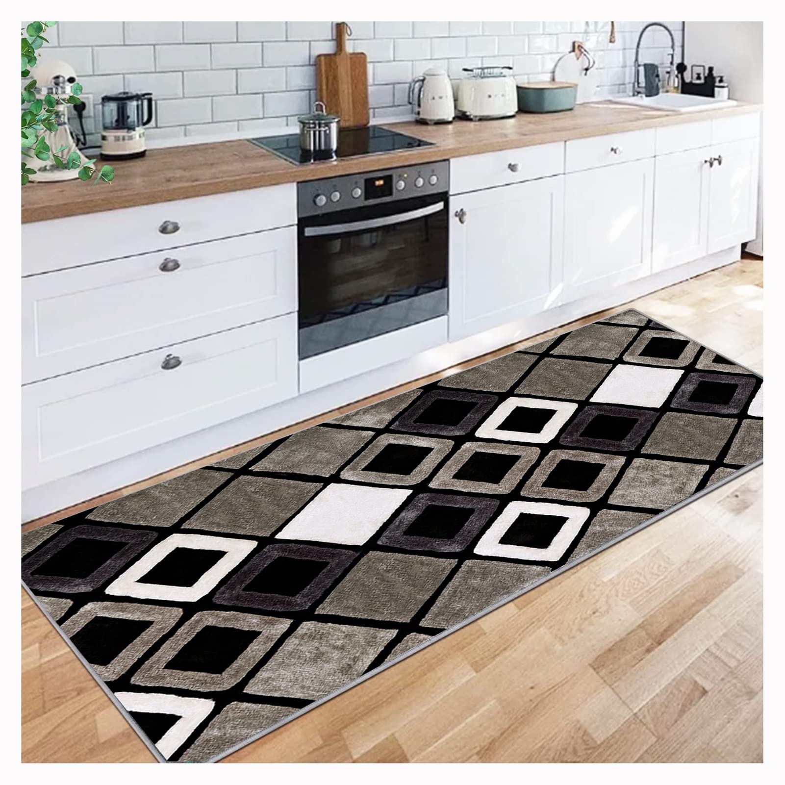 Alfombra runner pasillo moderno corredor geométrico 3d color marrón