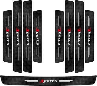 9PCS Car Door Sill Protector Rear Bumper Protector, Anti-Scratch Automotive Door Entry Edge Guards Trunk Protection Decor Sticker, Universal Vehicle Threshold Cover Strips (White/Sport)