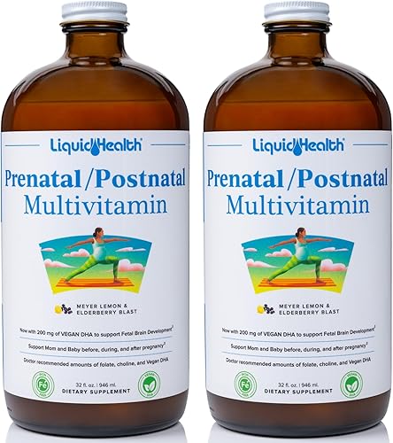 LIQUIDHEALTH Multivitamínico líquido prenatalposnatal para mujer con folato real, vitaminas pre y posnatales para antes, durante y después del