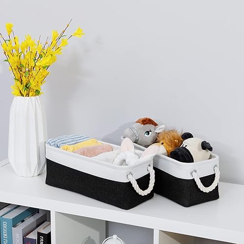 Vista 180 de DULLEMELO Canastas de almacenamiento pequeñas de 15 x 6 x 5.5 pulgadas, contenedores de almacenamiento de tela para tanque de inodoro