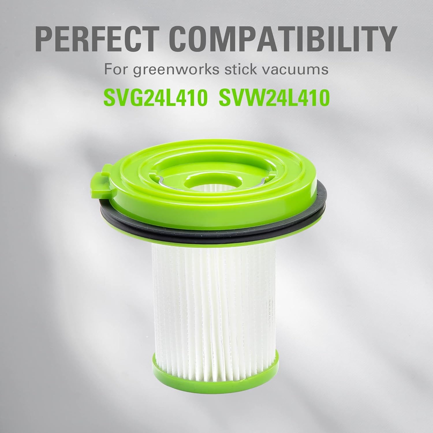 Green and White HEPA Stick Vacuum Filters, 2-Pack