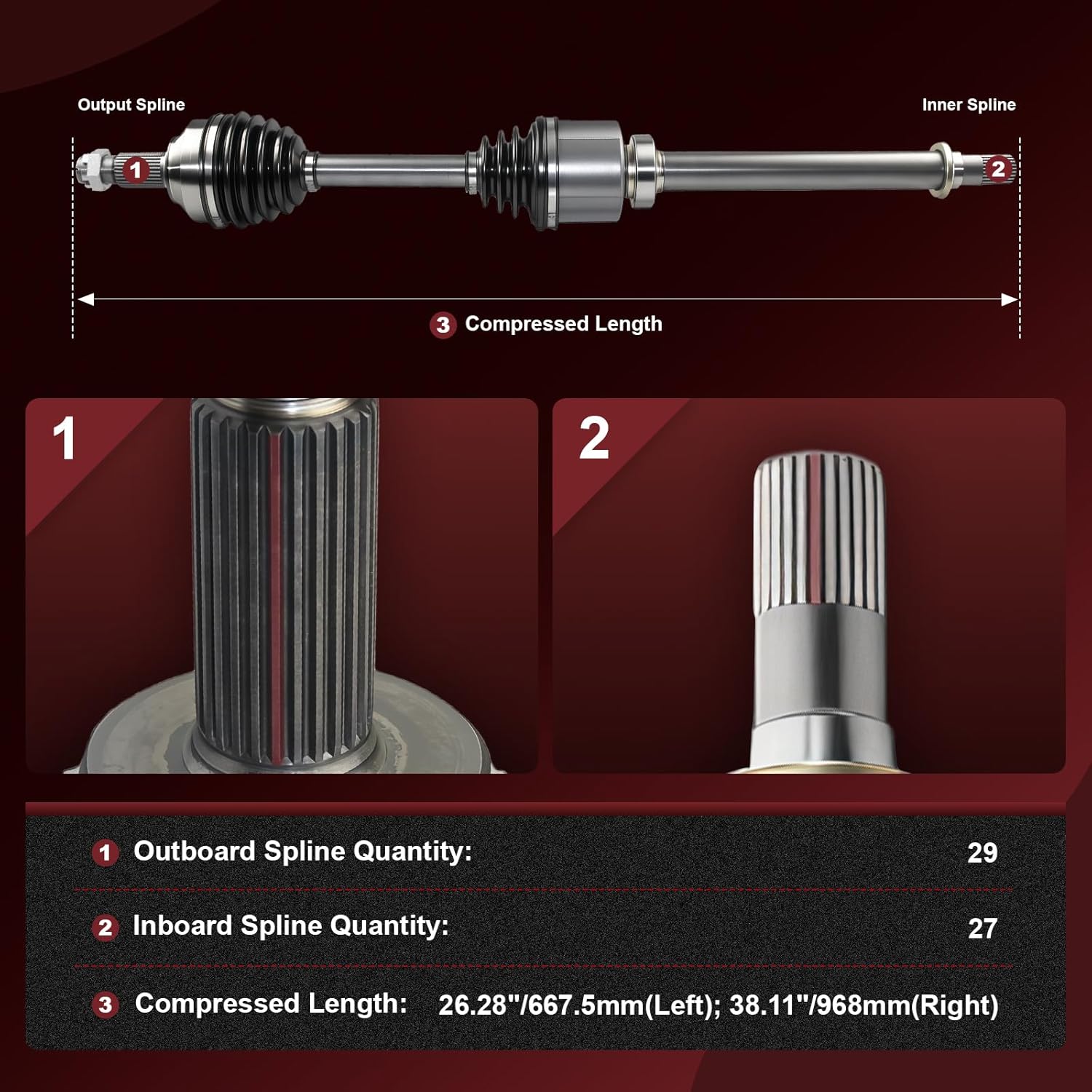 Anytek Front Left & Right Front CV Axle Shaft Assembly For Nissan Rogue 2008 2009 2010 2011 2012 2013 AWD & Rogue Select 2014 2015 L4 2.5L AWD Only Replace# NCV53000, NCV53001 Passenger & Driver