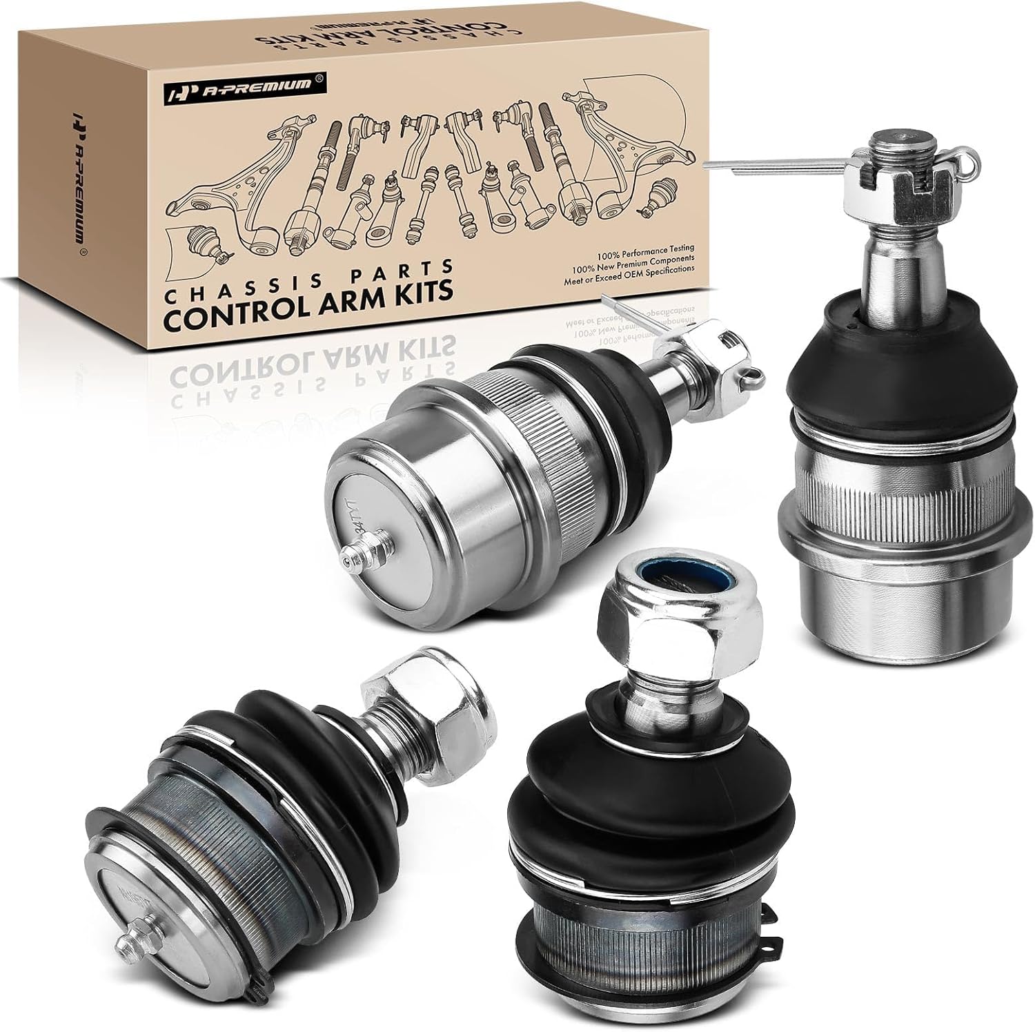 A-Premium 4Pcs Front Upper & Lower Ball Joints Kit, Compatible with Dodge Ram 1500 1994-1999, Ram 2500 1994-1999, 4WD Only