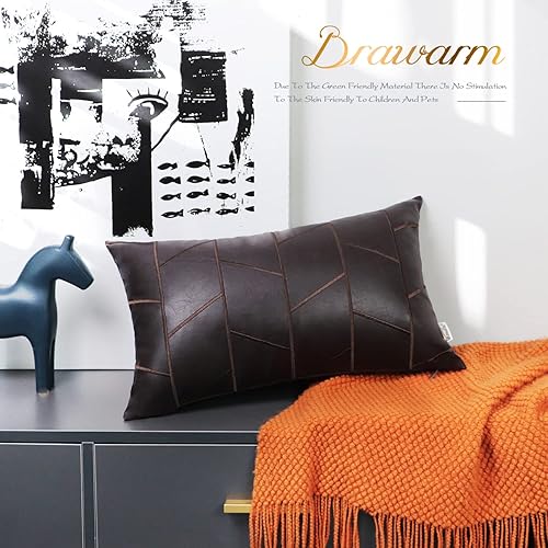 Miniatura 160 de BRAWARM Fundas de almohada de piel sintética de 18 x 18 pulgadas, fundas de almohada de cuero negro, paquete de 2, almohadas decorativas de cuero