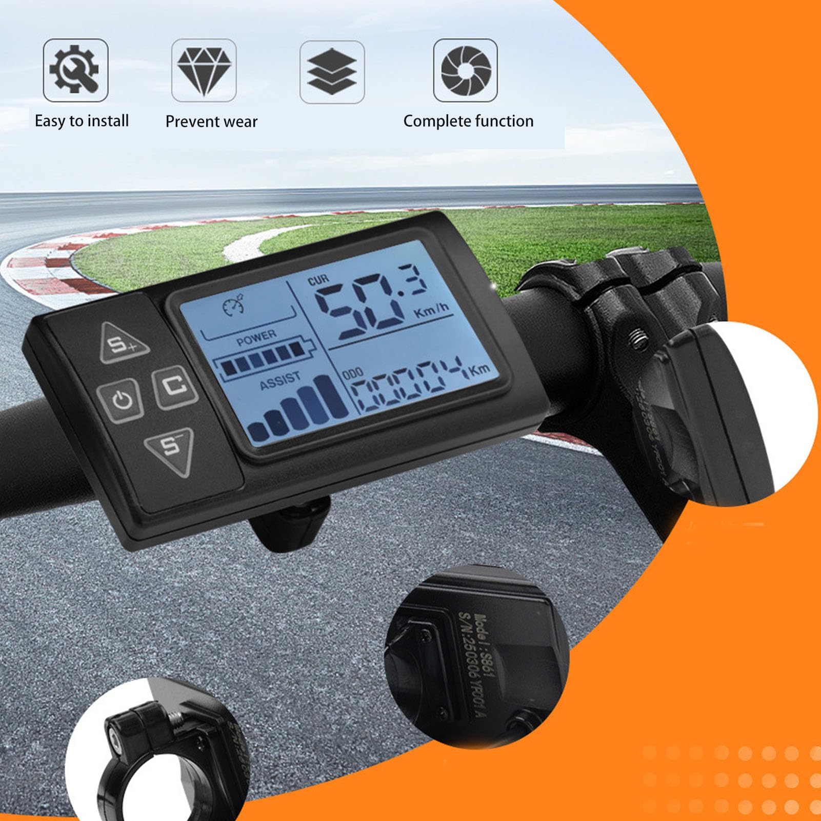 BuyWeek Kit de Controlador de Motor para Bicicleta Eléctrica Controlador de Onda Sinusoidal Sin Escobillas 15A 3 Modos con S861 Panel