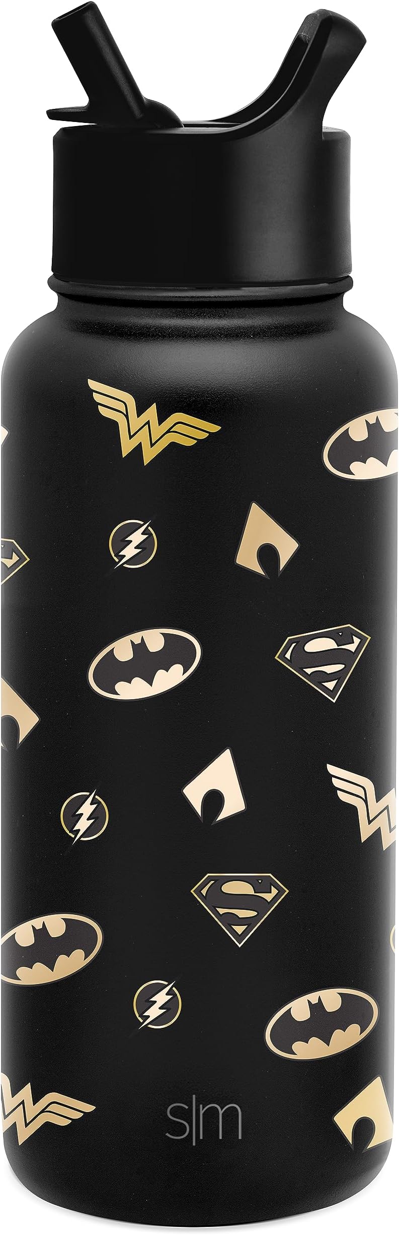 Simple ModernJustice League DC Comics Water Bottle with Straw Lid Insulated Stainless Steel Metal Thermos | Gifts for Women Men Reusable Leak Proof Flask | Summit Collection | 32oz Justice League