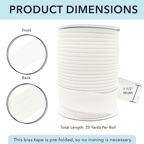Miniatura 223 de Mandala Crafts Cinta al bies de un solo pliegue de 5/8 pulgadas para coser, acolchar, tuberías, dobladillo, manta y encuadernación de colcha, cinta