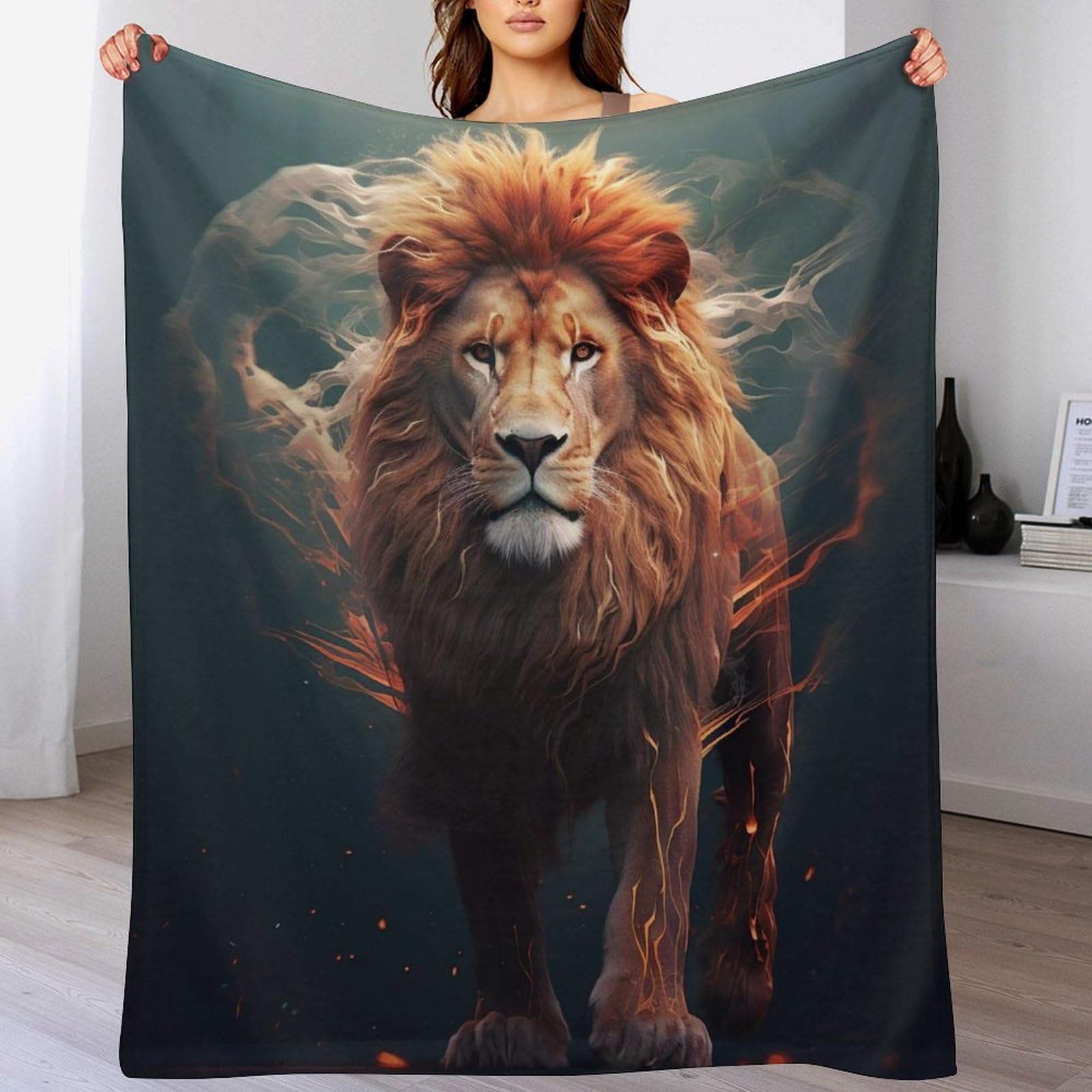 Couverture de lit lion pour soirées cocooning et décoration de chambre chaleureuse