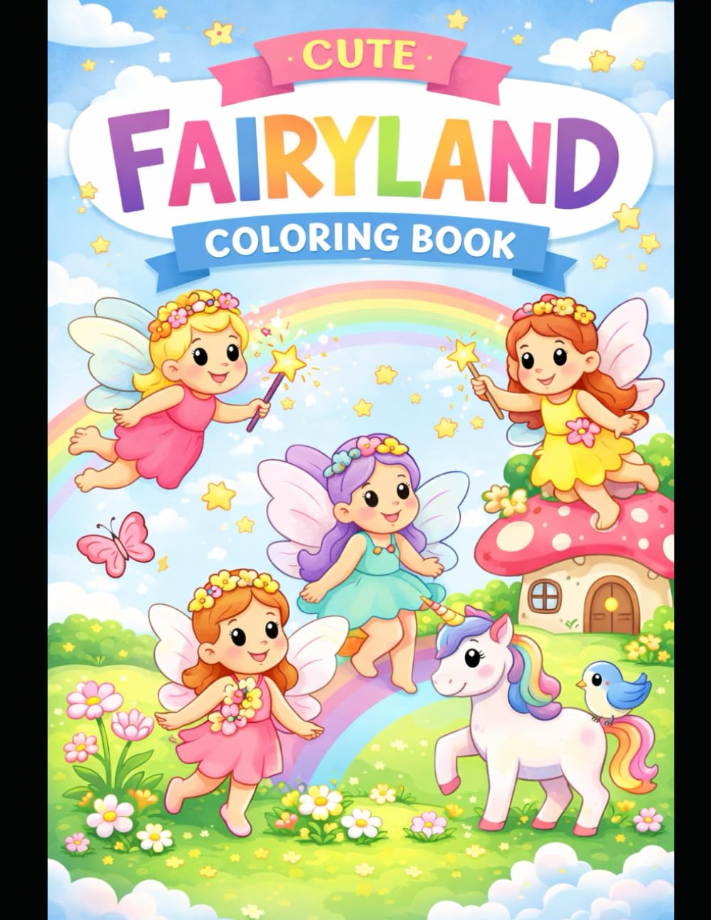 Cute Fairyland Coloring Book for Kids Ages 3–6 Simple Fairies, Unicorns, Flowers & Magical Friends for Little Hands