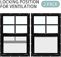Vista 7 de Tandefio Paquete de 2 ventanas de cobertizo de 12 pulgadas de ancho x 18 pulgadas de alto, montaje empotrado negro con vidrio templado y pantalla