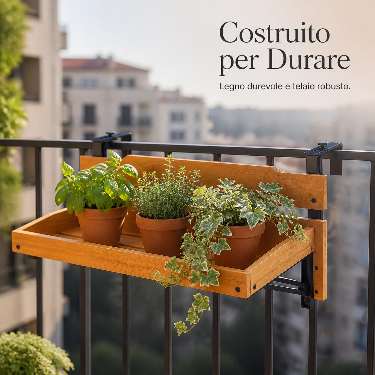 Fioriera Sospesa Balcone Legno Moderna, non pieghevole | Superficie liscia, , Spazio sul davanzale, Per hobbisti del fai-da-te