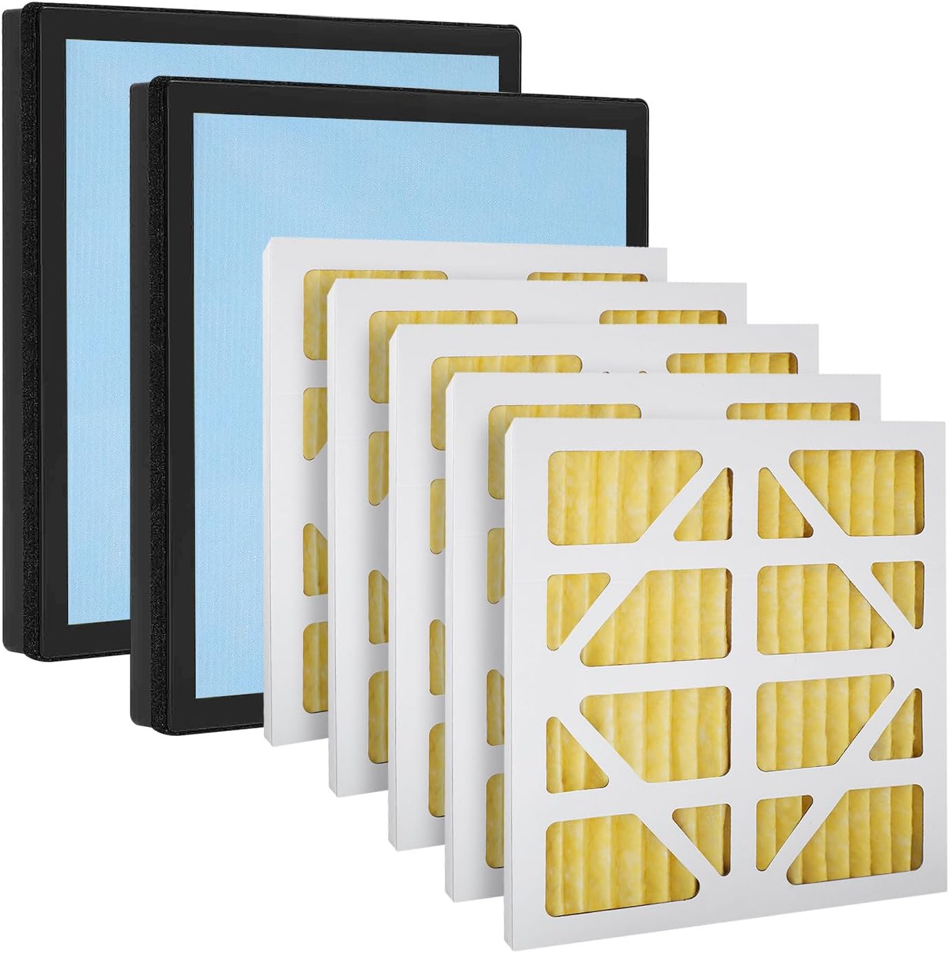 Upgraded 5 Pack MERV-11 Filter and 2 Pack HEPA& Activated Carbon Filter Replacement Set Compatible with AlorAir CleanShield HEPA 550 Air Scrubber (Pack of 7)