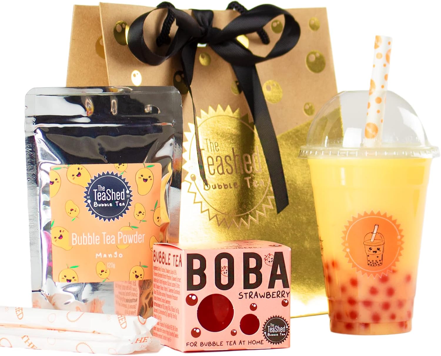 Bubble Tea Kit Gift Set with 3 Servings Make Boba Tea at Home The