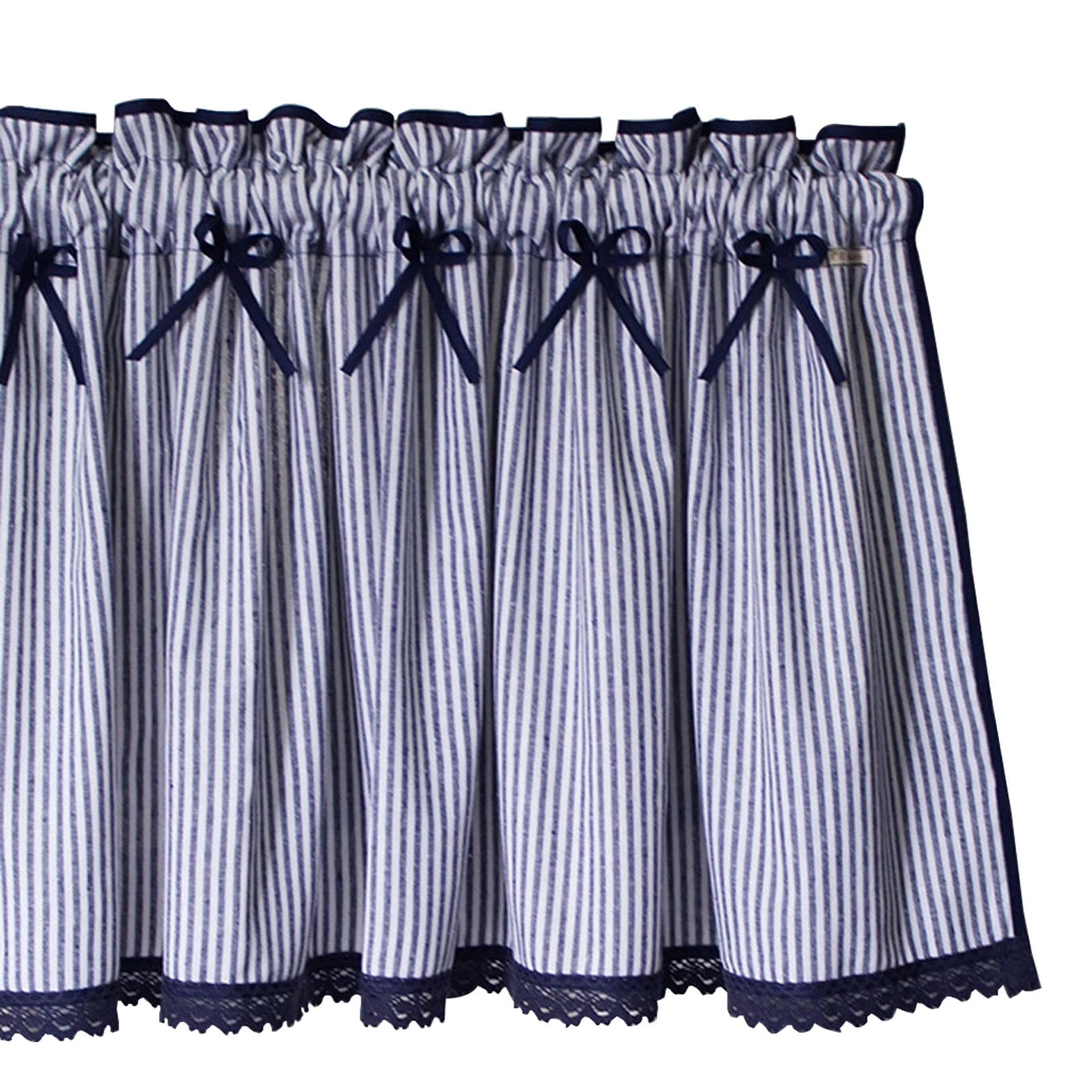 Cenefas de cocina de tela suave y elegante con diseño de rayas para decorar media ventana