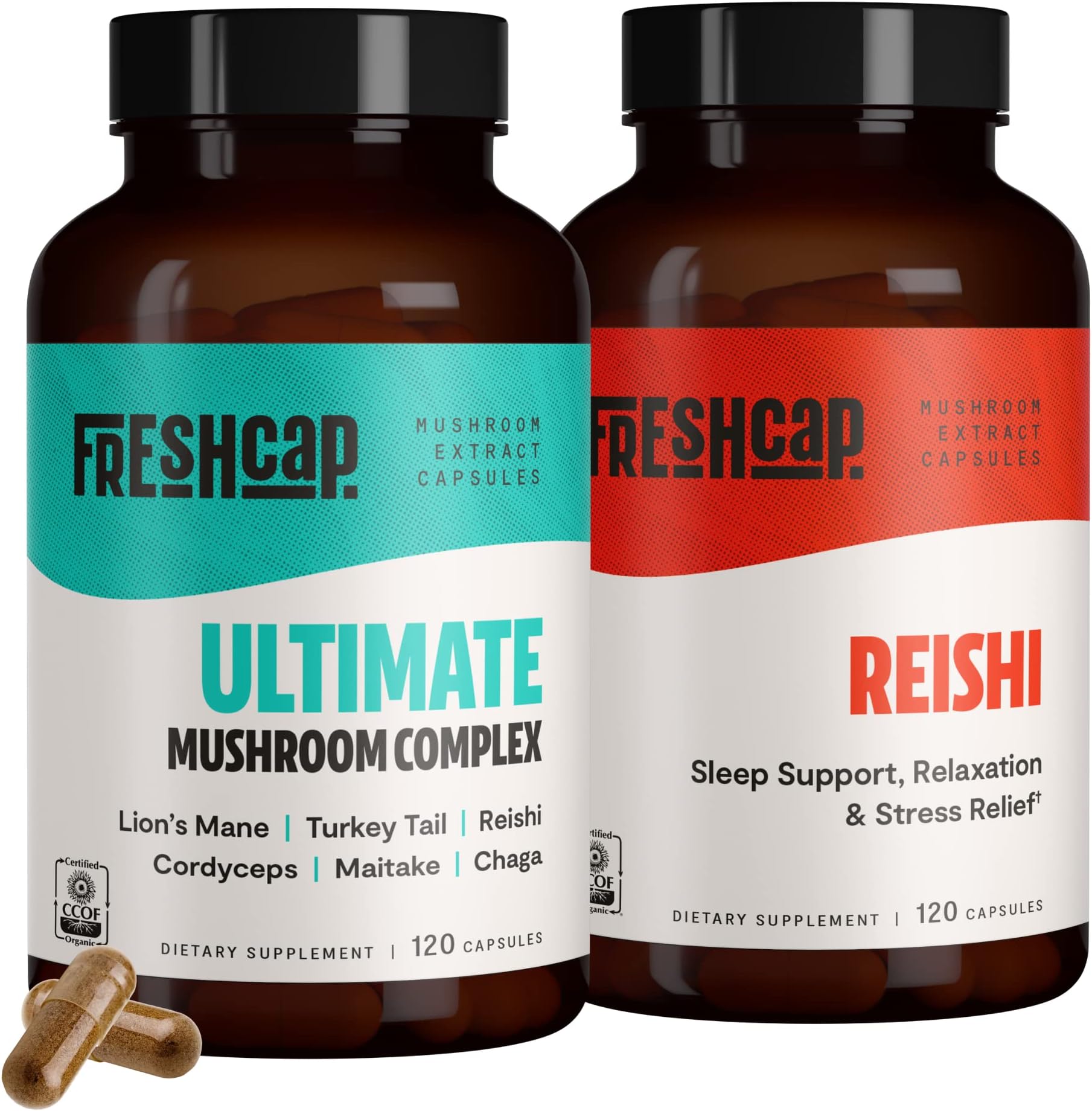 FreshCap Stress Bundle (Reishi Capsules + Ultimate Mushroom Complex Capsules)