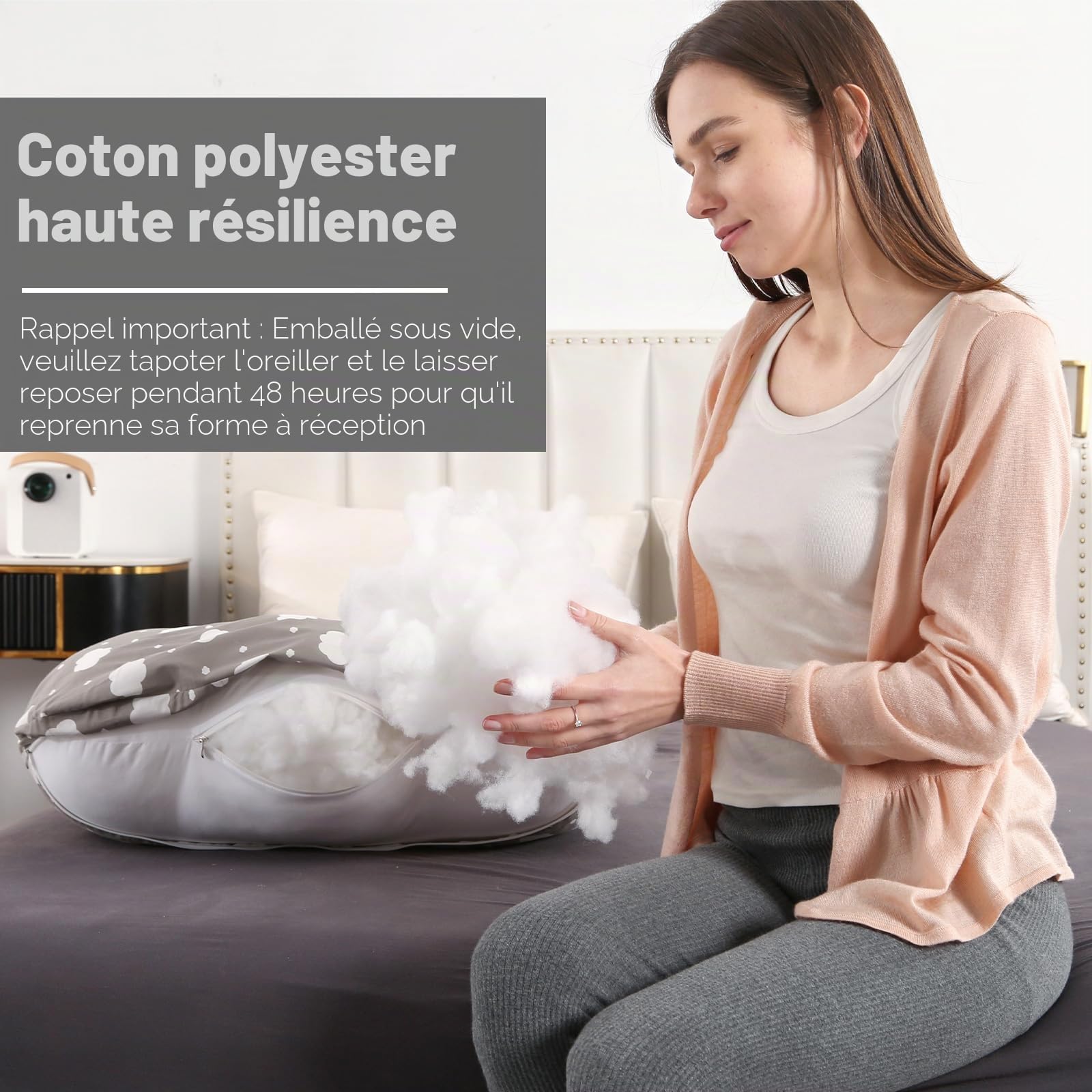 Labtec Coussin d'allaitement multifonctionnel Coussin d'allaitement pour bébé avec sangle de taille réglable, coussin de soutien pour bébé, housse amovible 100 % coton, cadeau de grossesse, grande