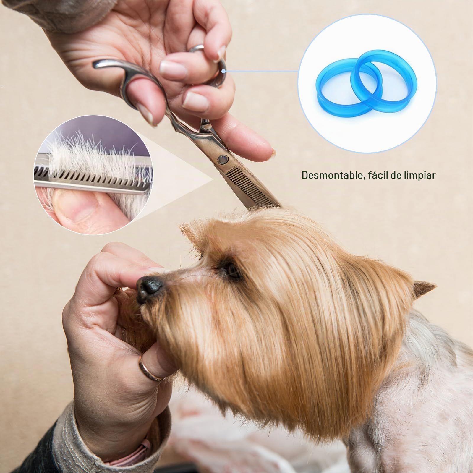 Gentpovth Tijeras peluqueria canina 5 en 1, Profesional Gato Perro Aseo Tijeras, para Aseo Mascotas Bricolaje, con Tijera para Adelgazar, Tijeras Curvas y Rectas, Peine, para perros, gatos