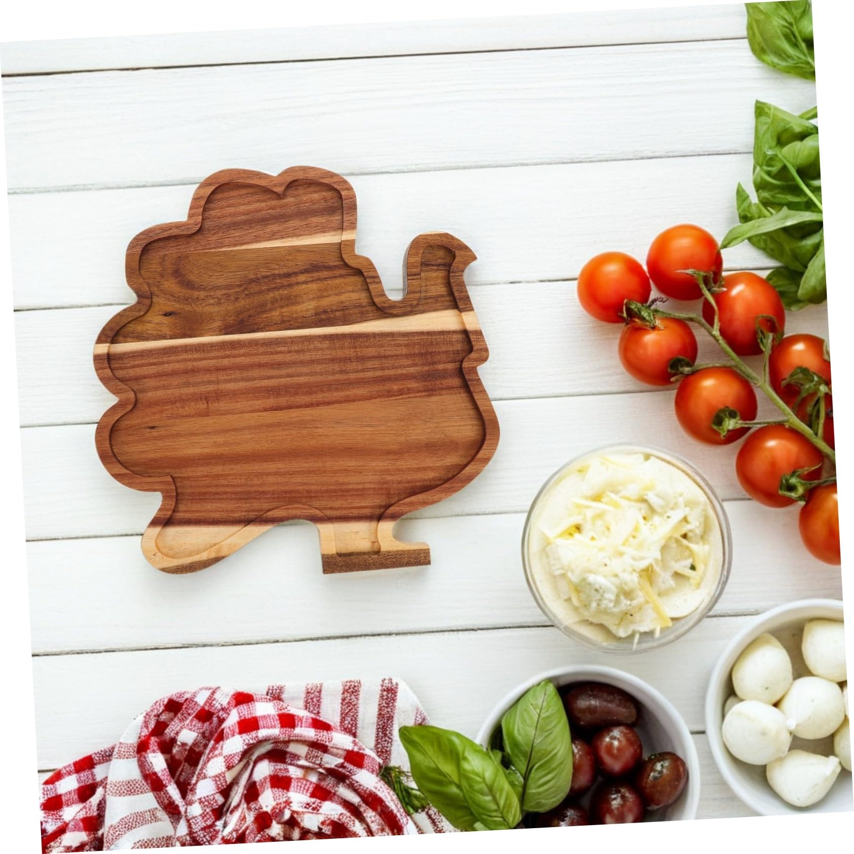 TOYANDONA Bandeja De Madera Maciza para Pavo Bandeja para Servir Postres Quesos De Madera para Cena De Acción De Gracias y Fiestas Navideñas