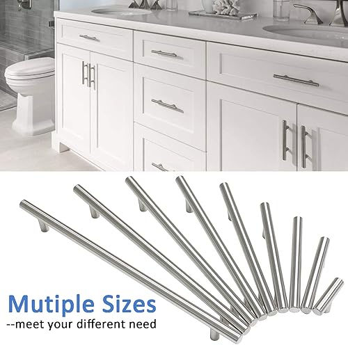 Miniatura 6 de Paquete de 10 manijas de gabinete de cocina con agujero central de 2-12 pulgadas, níquel cepillado, tiradores de cajones de acero inoxidable de 4