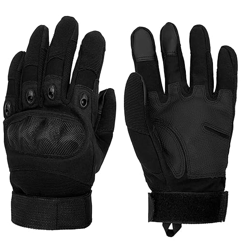 Sutekus Tactical Gloves Hard Knuckle Gloves with Touchscreen Fingers Hand Gear for Hiking, Camping, Hunting, Combat, Shooting, Cycling, Motorcycle - Medium - Black