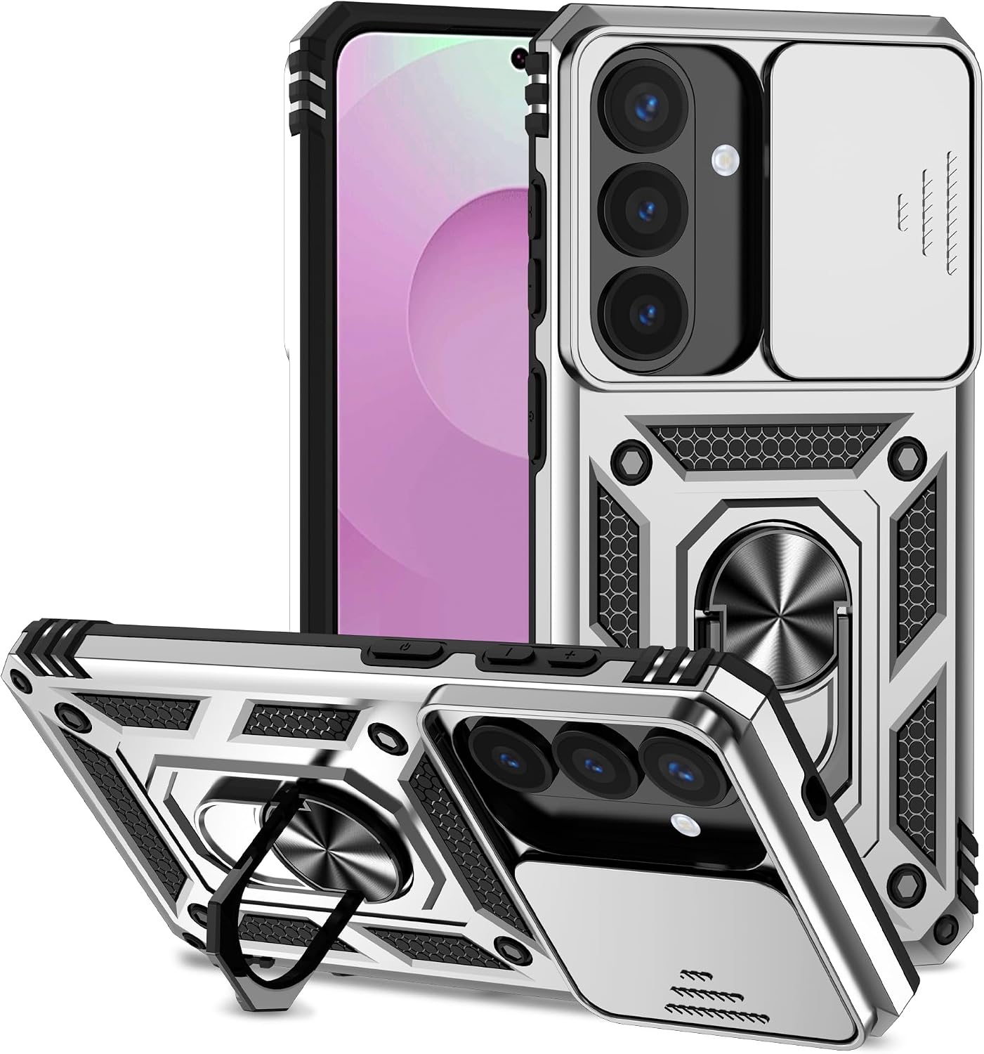 Case Designed for Samsung Galaxy S26 6.3" 5G, Samsung S26 Case with Camera Cover & Kickstand Military Grade Shockproof Heavy Duty Protective Phone Case for Galaxy S26