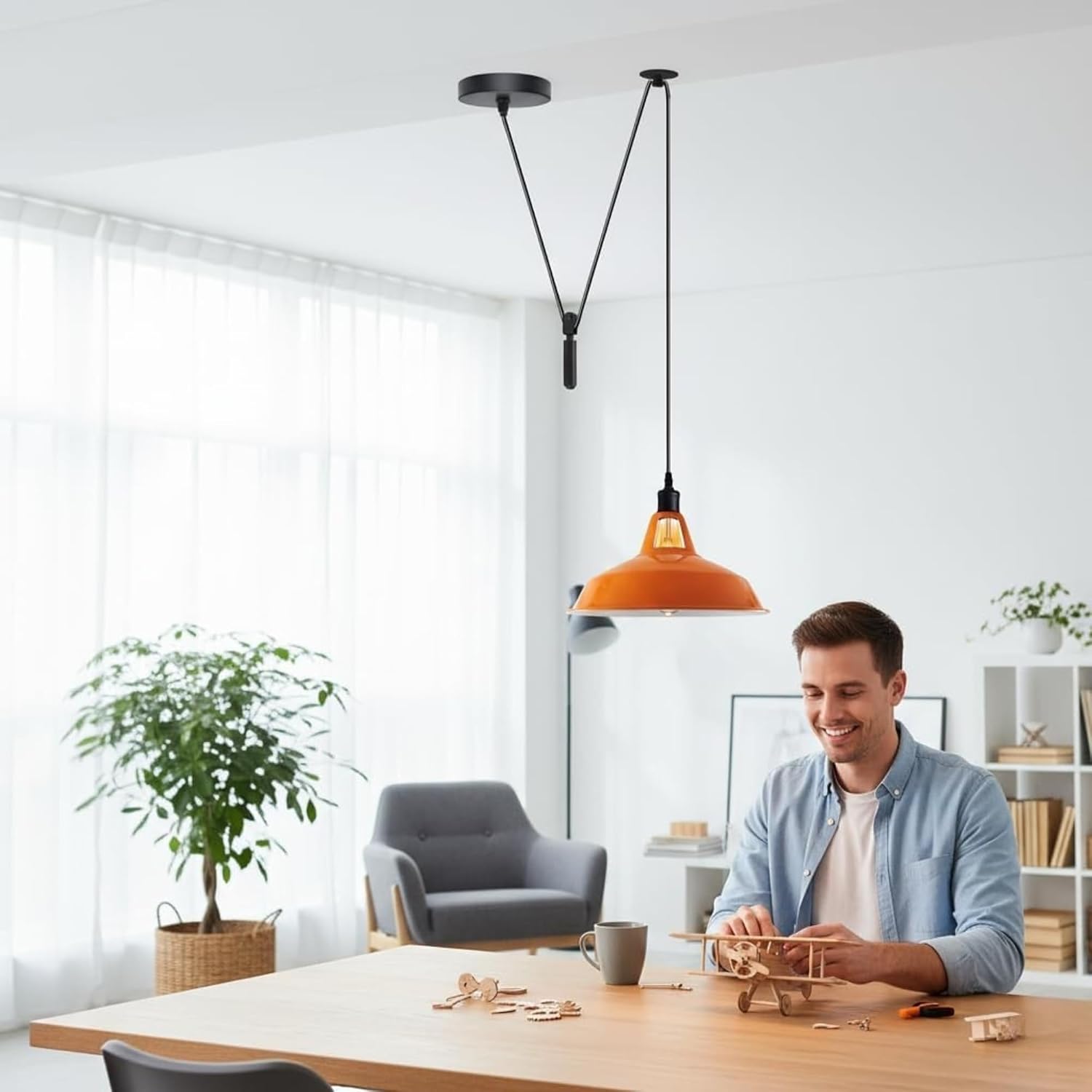 Industrial Barn Slotted Metal Light Shade Orange Vintage Pendant Lamp Cover, Durable Retro Fixture Shade for E26 Bulbs, Ideal for Kitchen Island, Dining Room,and Home Lighting (Orange)