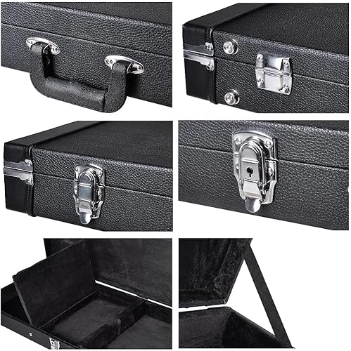 Vista 22 de ZeHuoGe Carcasa rígida de madera con cerradura para guitarra acústica de 41 pulgadas, superficie de PU (para guitarra acústica)