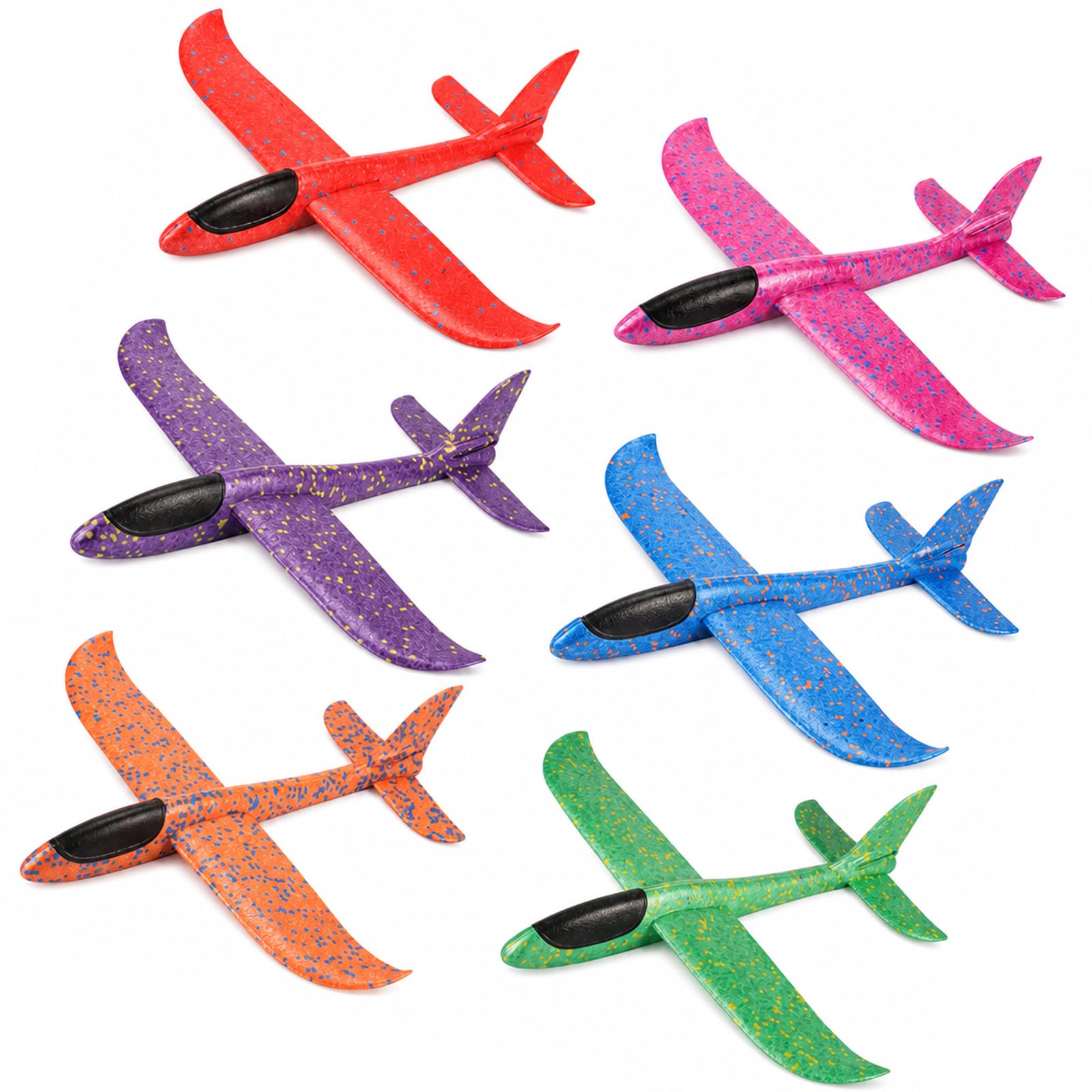 Kuwuarg 6PCS Foam Glider Planes, 24cm Durable Outdoor Flying Toys, Lightweight Garden Activity Set, Family Fun Games & Hand-Eye Coordination Training