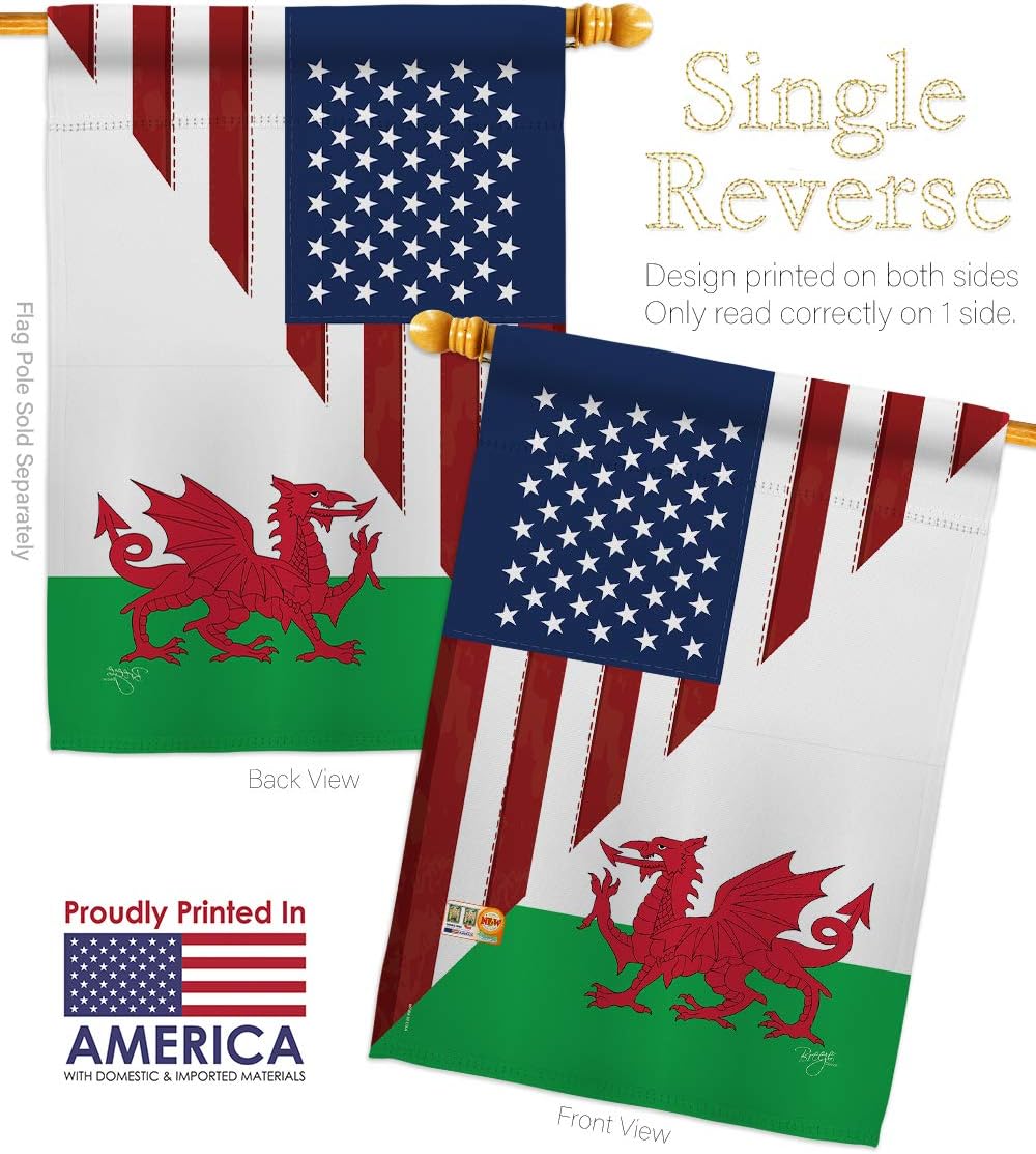 US Wales Friendship Garden House Flags Set Regional USA American Alliance World Country Particular Area Small Decorative Gift Yard Banner Made In 28 X 40