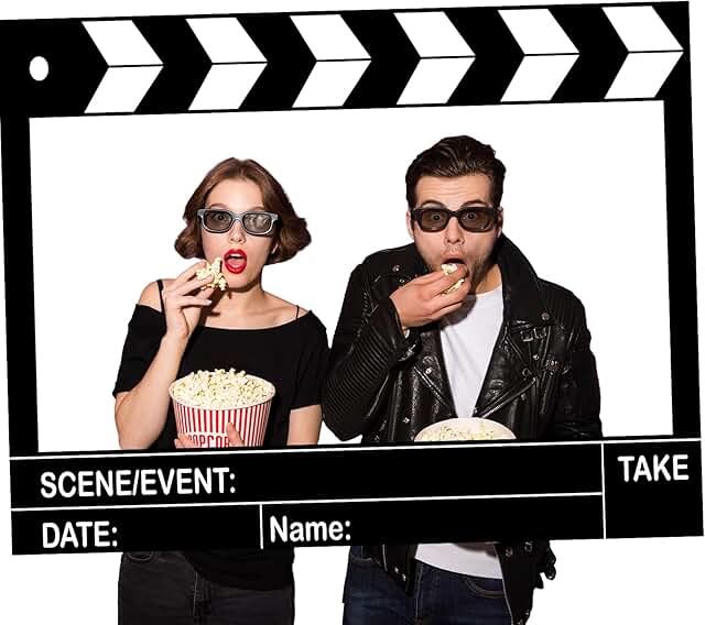 Large Movie Night Photo Booth Props, 25.59 x 15.75 Inch Movie Theme Part...