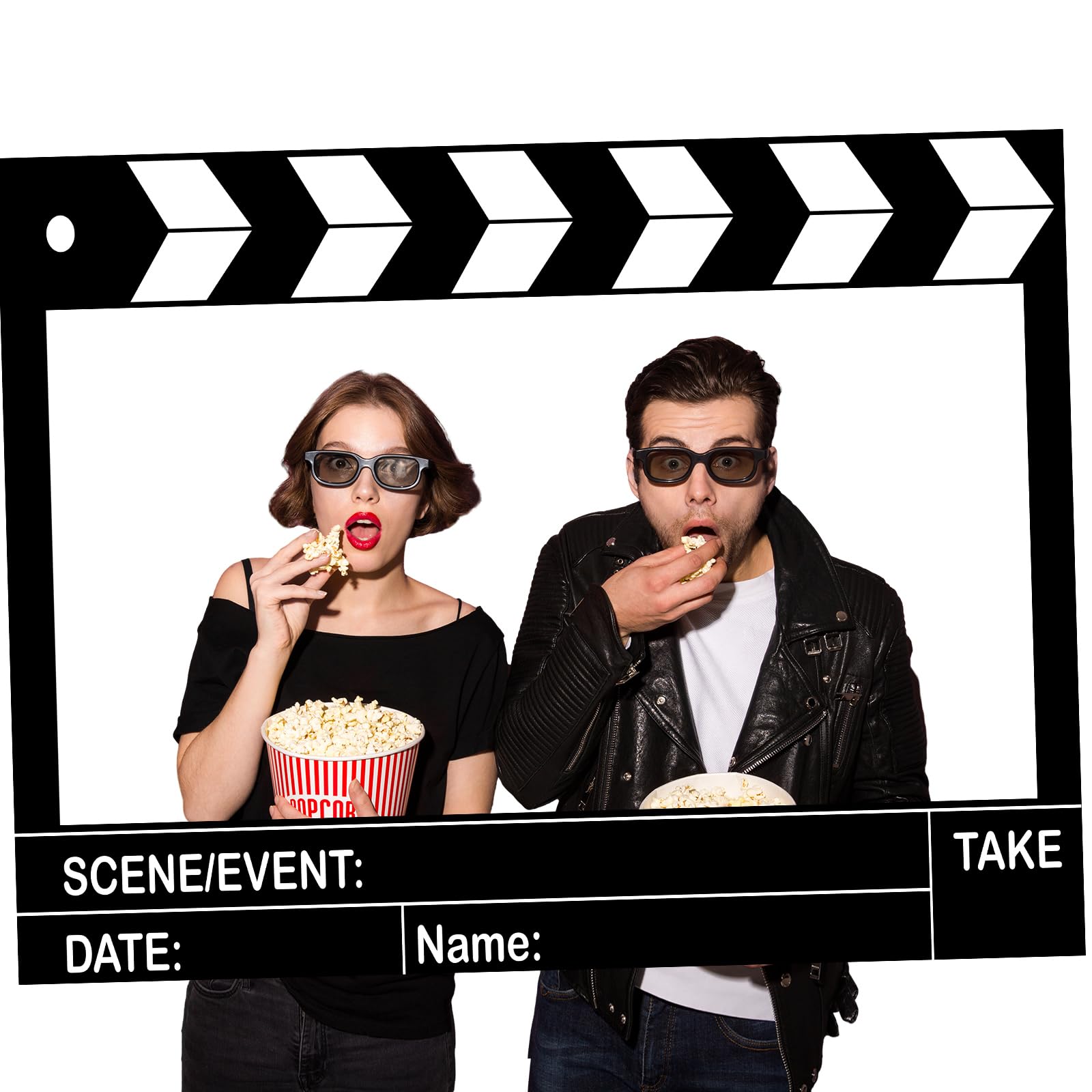 Large Movie Night Photo Booth Props, 25.59 x 15.75 Inch Movie Theme Party Decorations Photo Frame Film Clapper Board for Birthday Party Supplies