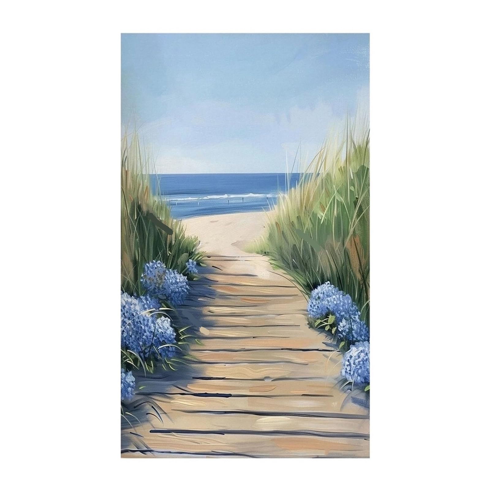 Graiting 1pc Blue Coastal Beach Seashell Sailboat Hydrangea Posters Prints Canvas Painting Wall Art Pictures Living