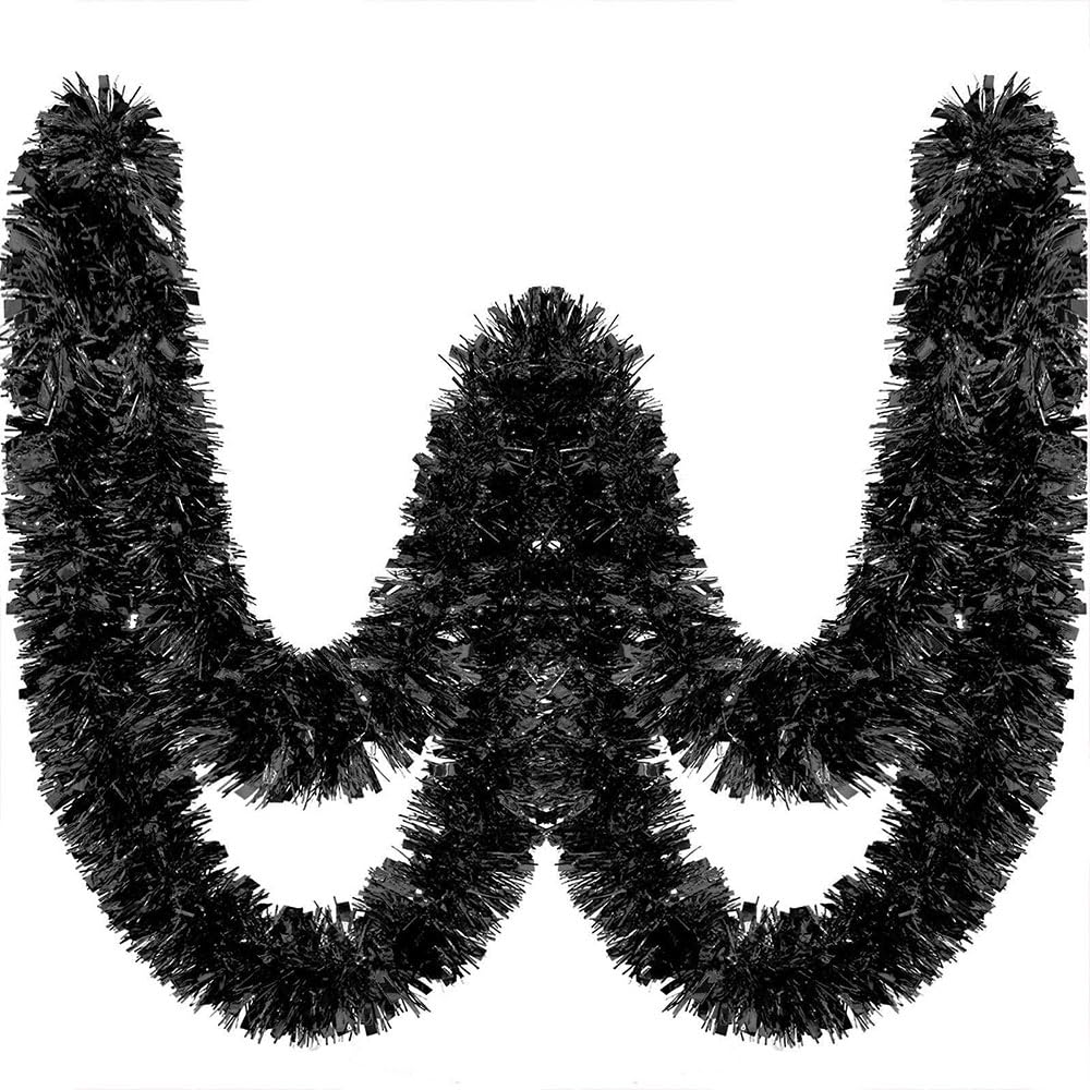 Odot 3Pcs Christmas Tinsel, 5M Xmas Shiny Tinsel Garland for Christmas Decorations, Xmas Tree, Wedding, Table Centerpiece, Fireplace, Stairs, Wreath, Doorway, New Year (Black,5m)