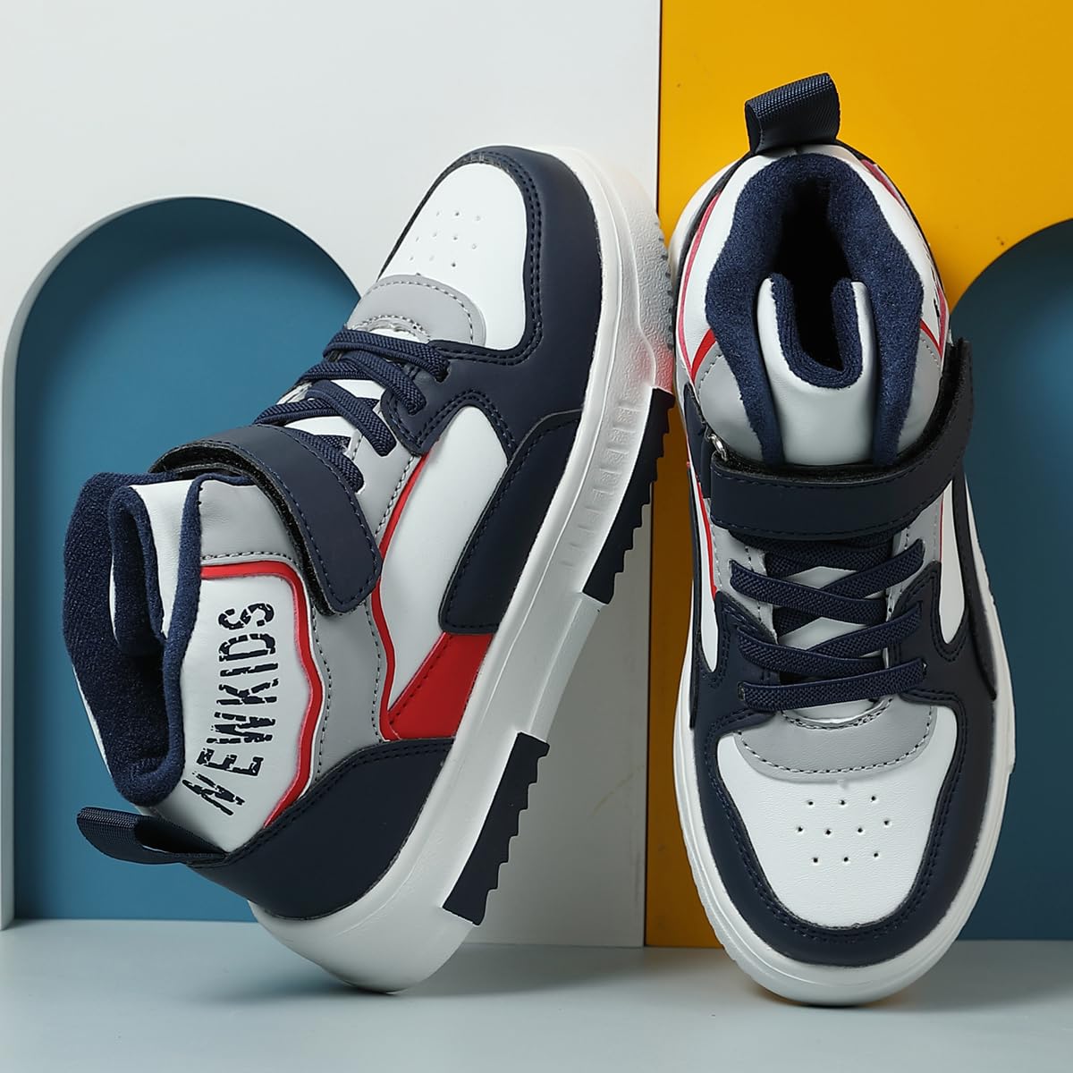 Kids Sneakers for Boys Girls High Top Skate Shoes Unisex-Child Casual Walking Shoes Lightweight Breathable Non-slip Athletic Shoes (Navy Blue, Little Kid, 11.5, Numeric, US Footwear Size System, Medium)