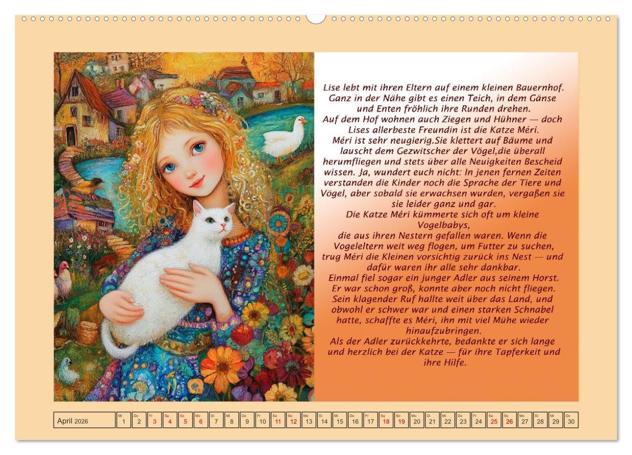 Die Jahreszeiten. Retromärchen (Wandkalender 2026 DIN A2 quer), CALVENDO Monatskalender: Ein zauberhafter Jahreszeitenkalender mit Illustrationen und ... und Englisch bei Amazon. (CALVENDO Kunst)
