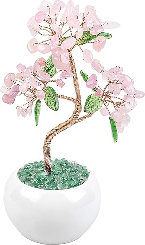 Miniatura 2 de Amogeeli Árbol de dinero de cristal curativo con maceta de cerámica, árbol de la suerte bonsái de piedra para decoración del hogar Fengshui