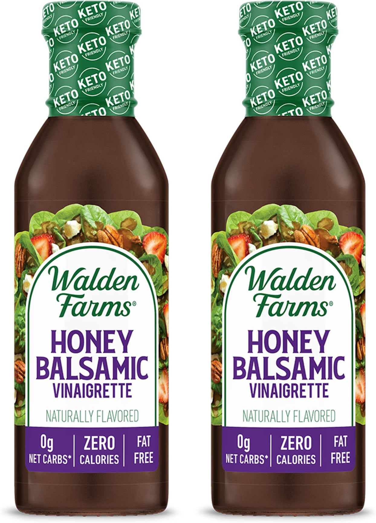 Honey Balsamic Vinaigrette – Calorie-Free, Low Carb, Keto-Friendly, Vegan, Sugar-Free Dressing with Sweet Honey & Tangy Balsamic – 2-Pack, 12 oz Bottles