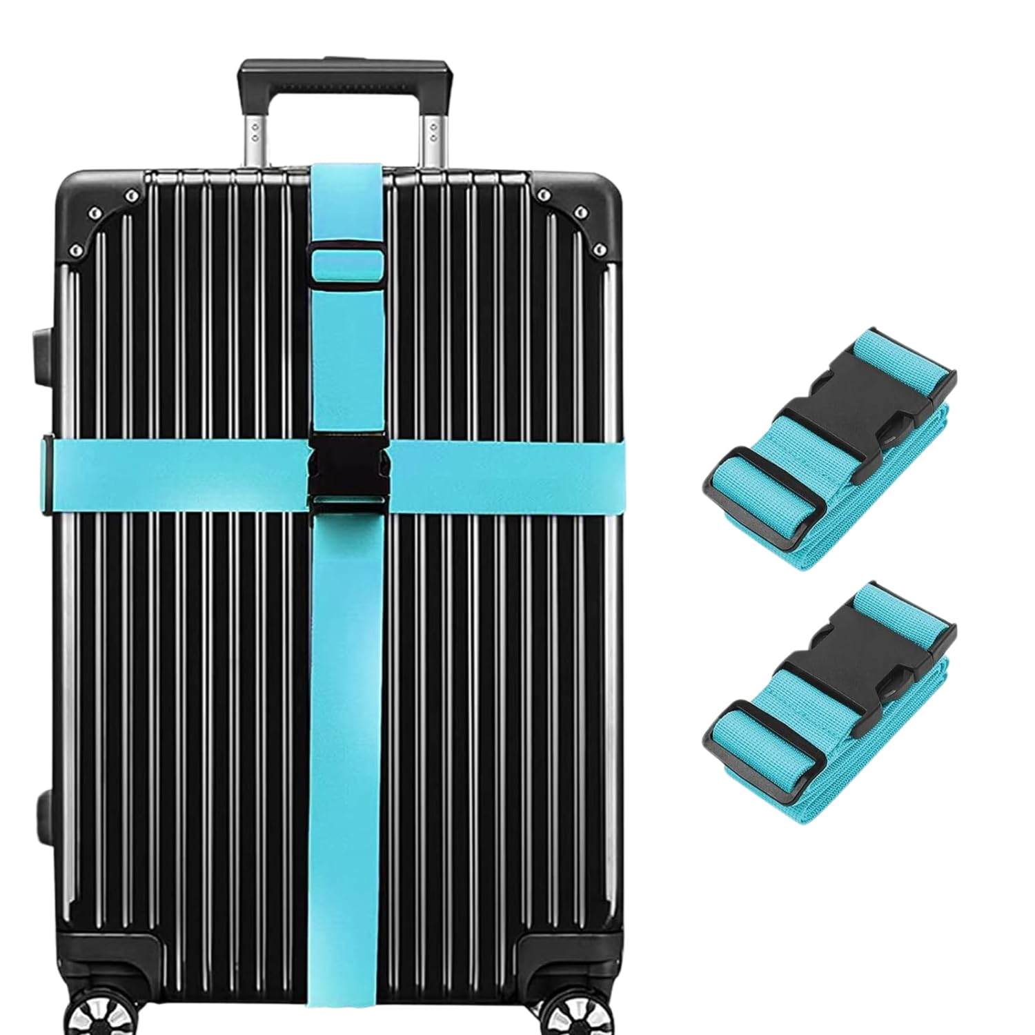 Luggage Strap for Suitcases – Adjustable Cross Baggage Belt with Quick Release Buckle, Heavy Duty Travel Luggage Security Strap for Suitcase, Travel Bag & Trolley (Blue)-picture-13