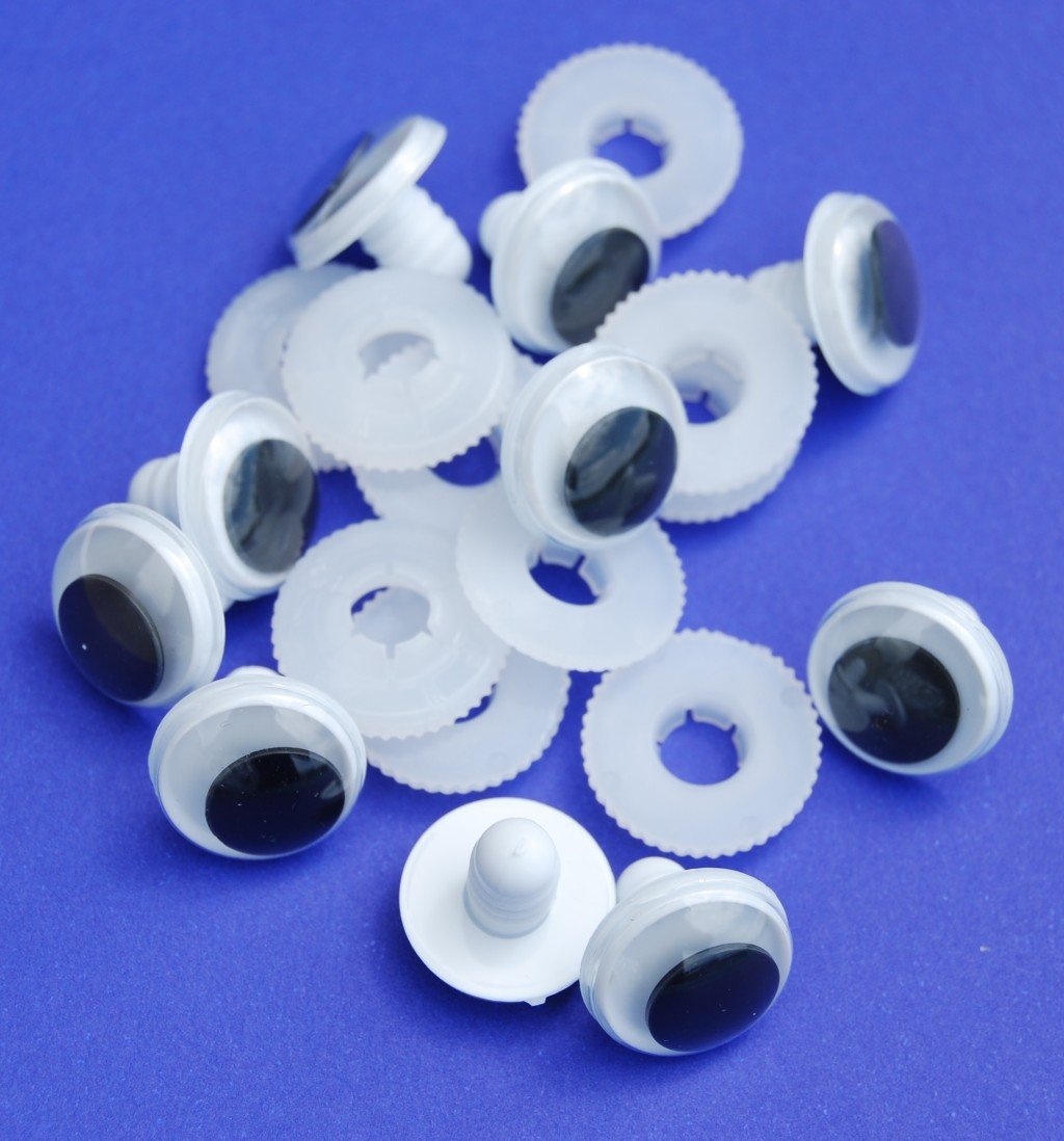 Celloexpress White Pack Of 10 Pairs - Goo Goo Eyes With Plastic Backs - 15Mm - Safety Eyes For Soft Toy Or Teddy Bear Making